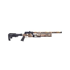 The Kral Puncher Jumbo Dazzle Camo PCP 5.5mm is a versatile rifle with an adjustable, foldable shoulder stock, tasteful camouflage print and adjustable cheek piece.