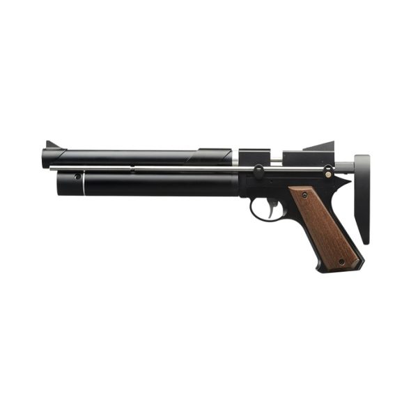 The Snowpeak PP750 PCP 4.5mm, with the stock collapsed to make it a pistol.