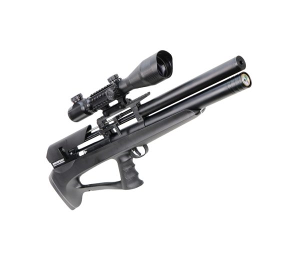 The Snowpeak Artemis P35 5.5mm, seen here with a rifle scope mounted.
