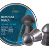 The heavy domed-head design of the H&N Baracuda Match pellets also offer good performance for long range airgun hunting.