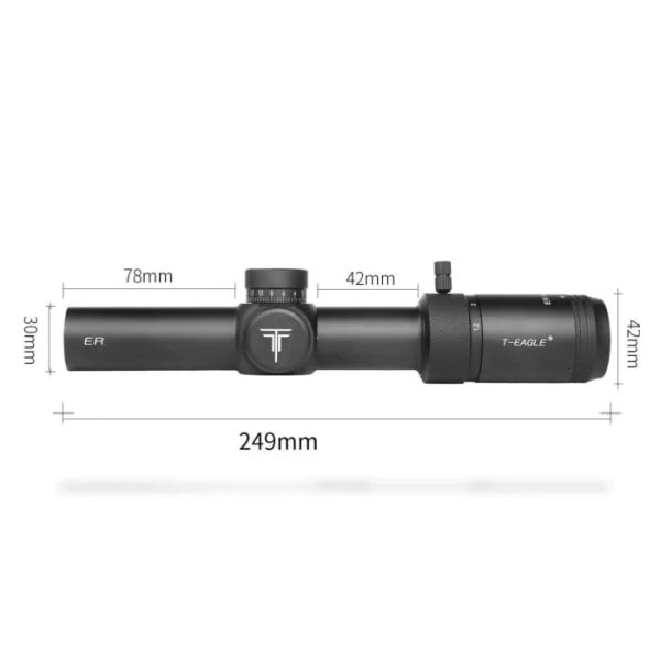 T-EAGLE ER 1.2-6X24 IR HK Black with glass etched reticle and red green illumination. Full multi-layer broadband coating ensures a clear sight picture.
