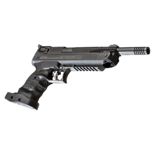 You get increased muzzle velocity with the extended barrel on the Zoraki HP01-2 Ultra Pneumatic Pellet Pistol.
