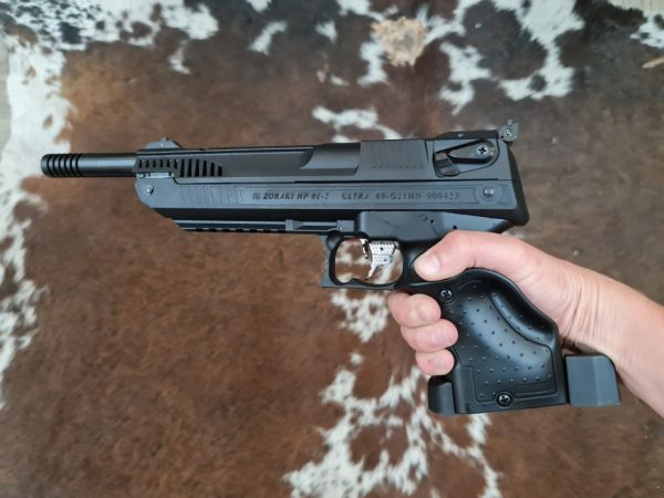 The Zoraki HP01-2 Ultra Pneumatic Pellet Pistol fits perfectly in hand with the ergonomically shaped grip.