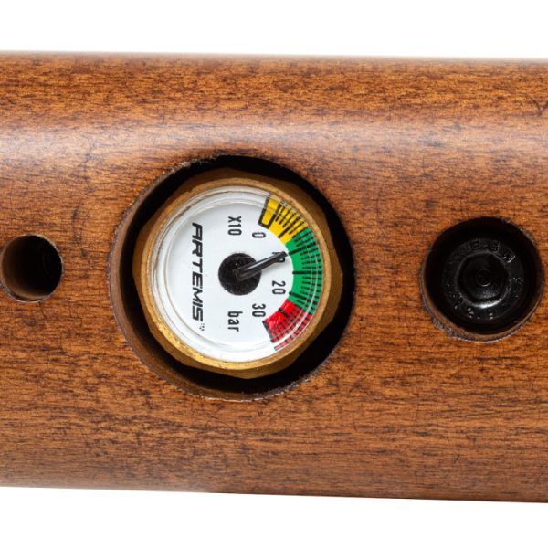 The regulator pressure gauge on the Artemis M16A Regulated 5.5mm PCP air rifle.