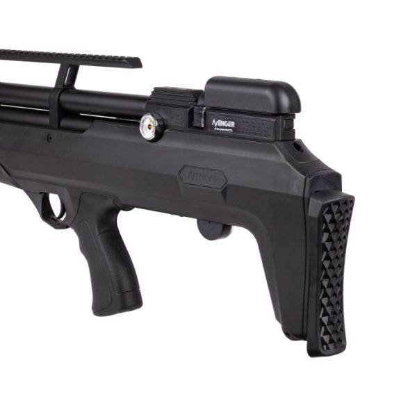 The Air Venturi Avenger Bullpup 5.5mm has a pistol grip, adjustable buttpad and adjustable cheekpiece.