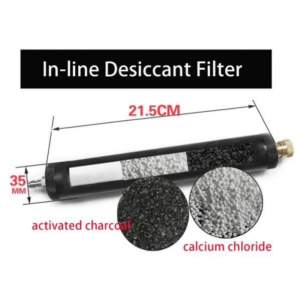 Ensure you only put clean, dry air in your rifle with the AirMega Inline Filter Set. This nifty little device lets you filter moisture and oil, as well as other impurities from the air you fill your rifle with. Perfect for compressor, cylinder or hand pump filling methods!