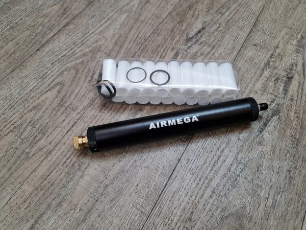 The AirMega Inline Filter Set, with filter and extra inserts and seals.
