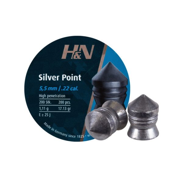 The H&N Silver Point 5.5mm 17.13gr 200PCS are heavy, accurate hunting pellets, ideal for medium ranges.