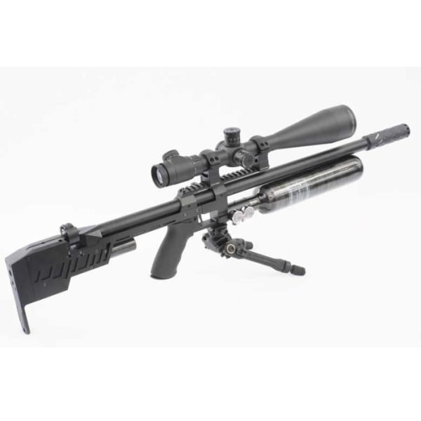 Seen with a scope, bipod and silencer, the RTI Prophet II Performance Black 5.5mm.