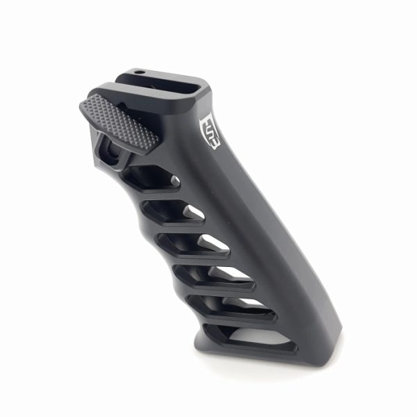 The Saber Tactical AR Style Thumb Rest Grip is skeletonised to reduce weight.