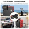 Portable 12V Mini 300BAR Dual Battery Compressor for airguns, like PCP air rifles and PCP pistols. Also suitable for small HPA paintball tanks.