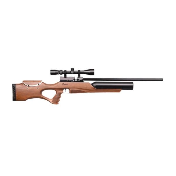 The Kuzey K900 PCP 5.5mm, seen here with a scope fitted, available from SA Air Rifles & Accessories.