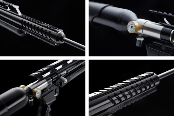Close-up on some of the features of the The Snowpeak M18 PCP 5.5mm.
