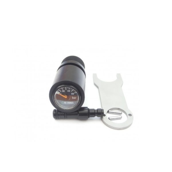 The Altaros Air Arms Quick-fill With Gauge And Tool for air rifles is a device that enables you to fill the air rifle without removing the air tube.