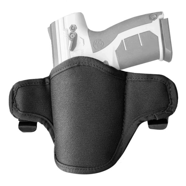 The Byrna Nylon Waistband Holster has a lightweight, minimalist design that allows for comfortable, all-day ambidextrous inside or outside carry.
