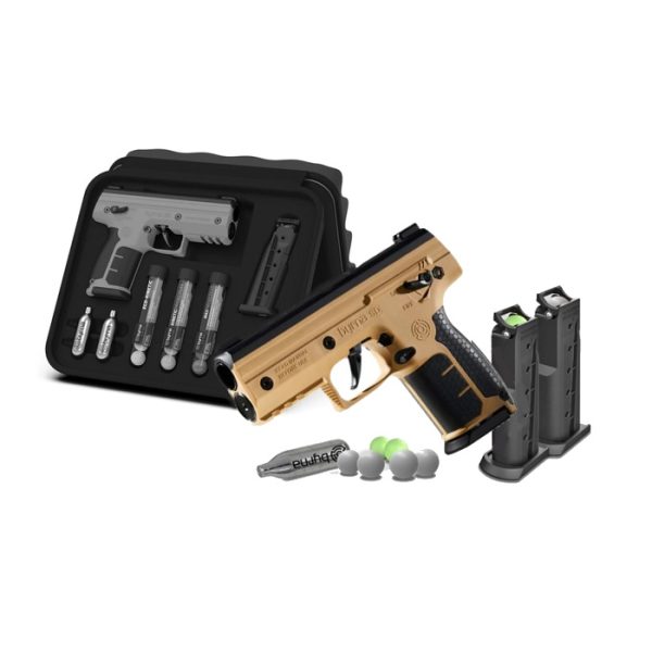 The Byrna SD Max Kit Tan is maximum self and home protection. Effective range up to 20 meters with .68 calibre rounds, while staying light and compact.