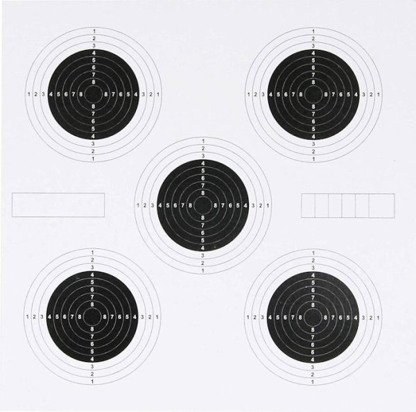 Perfect your aim and shooting game with the Competition Card Targets 100PCS. Each card has 5 targets, with each target featuring 8 numbered zones and an inner bullseye zone.