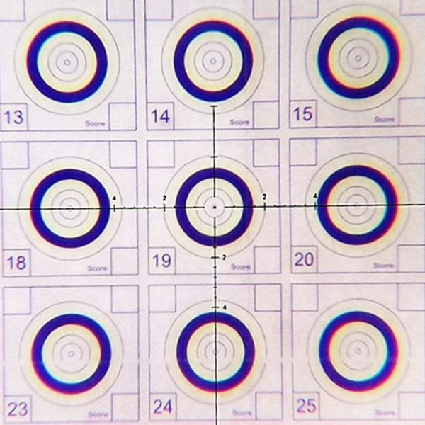 The Vector Optics Sentinel-X 10-40x50 Center Dot or Vector Optics Sentinel-X Pro 10-40x50 Center Dot scopes are a must have for benchrest shooting and competitions at 25 meters. The reticle matches the standard benchrest size target and each graduation coincides with the target rings. Furthermore, used at 40x magnification, the 1.5mm Center Dot perfectly matches the 2mm target bullseye! At 100 meter you can easily see the impact of a .22 hole in the black pard of the card.