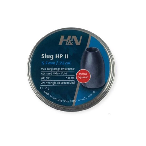 For serious impact, grab the H&N Slug HP II with new T-Slot design hollow point. Available: H&N Slug HP II .217 25gr 200PCS, H&N Slug HP II .217 27gr 200PCS, H&N Slug HP II .217 30gr 200PCS, H&N Slug HP II .218 25gr 200PCS, H&N Slug HP II .218 27gr 200PCS, H&N Slug HP II .218 30gr 200PCS.