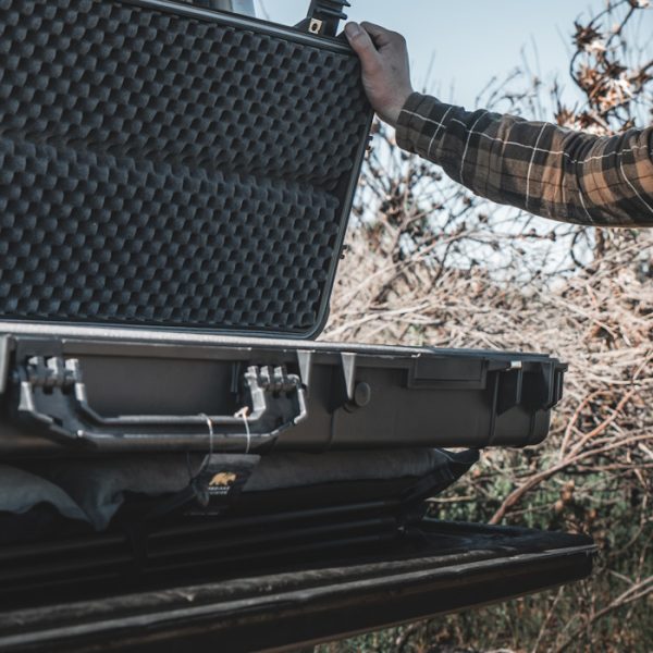 The Nordiske Gun Hard Case features snap latch clips, padlock points, convolute foam, easy-cut foam and easy glide roller wheels for transportation.
