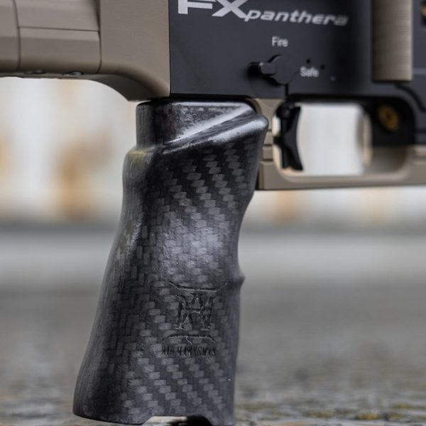 The AirMarksman Carbon Fiber Vertical Pistol Grip cuts down on weight, is ambidextrous and fits in with other carbon fiber accessories on your rig.