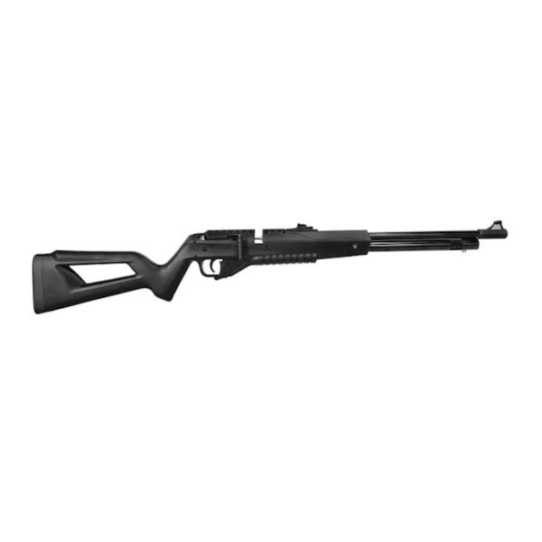 The powerful Nova Vista PCP1000 Synthetic 5.5mm with 10-shot mag, side-lever cocking, adjustable open sights, manual safety and a Dovetail rail for a scope.