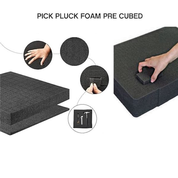 Inside, you get high quality "pick and pluck" foam on the bottom of the case. So, the manufacturer pre-cut the foam into little squares. Easily remove them to totally customise your own compartments, creating a snug and precise fit for your rifle and accessories.