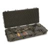 The Heavy Duty Gun Case 1124618 features both Egg Shell and Pick and Pluck foam, snap latches, lock points, roller wheels and a rubber seal and air valve.