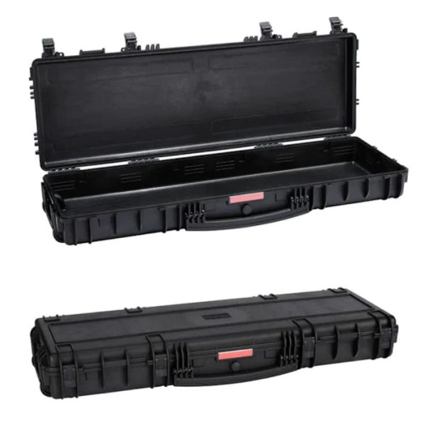 The Heavy Duty Gun Case 1133513 features both Egg Shell and Pick and Pluck foam, snap latches, lock points, roller wheels and a rubber seal and air valve.