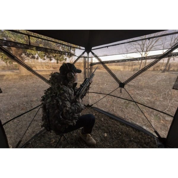 Lightweight, portable 270 Degree Camo Hide for hunters, photographers, birdwatchers or studying animals and their habitats. Easy to carry and assemble!