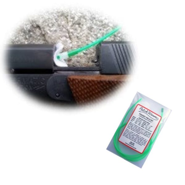 Easily clean your pistols anywhere with the Multi-calibre PatchWorm Pocket Field Kit Pistol for airguns and firearms, from .177 to .54 calibre.