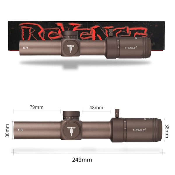 T-EAGLE ER 1.2-6X24 IR HK Tan with glass etched reticle and red green illumination. Full multi-layer broadband coating ensures a clear sight picture.