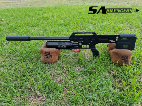 Hush your high power airgun with the SA Silencers Long Carbon Monocore. A sleek beast of a silencer with premium quality and superior sound moderation.