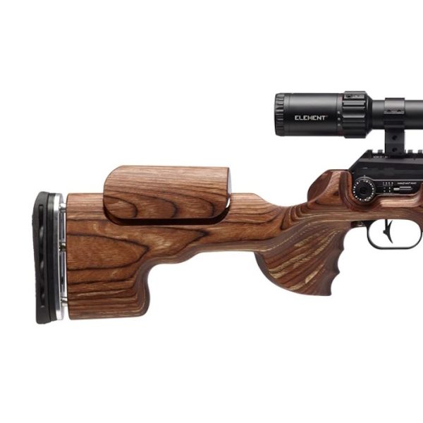 Power, precision, adjustability - The left-handed FX King 600 Hunter Brown LH 5.5mm, the ultimate traditional sporter-style airgun with GRS laminate stock.