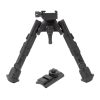 The Leapers UTG Recon 360 TL Bipod 5.5"-7.0" TL-BP02-B for Picatinny rails features 3 position folding legs and lockable leg extensions equipped with nonslip rubberized foot pads.