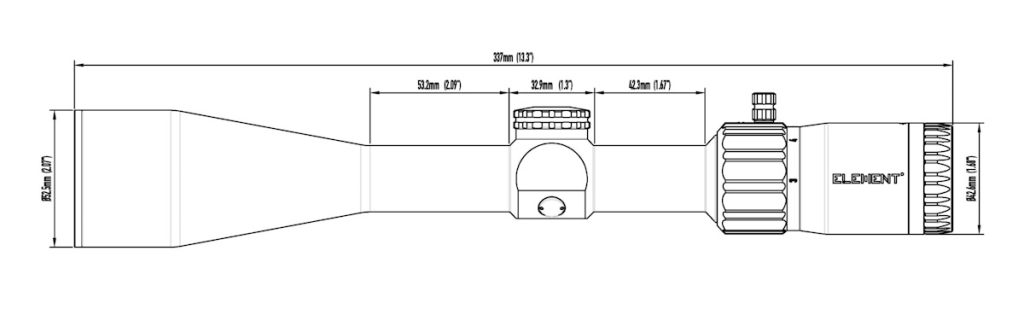 The Element Iris 4-12x44 SFP RAPTR-1S MOA with Flip Caps, Bikini Cover and Throw Lever - designed for hunters seeking precision, versatility and durability.