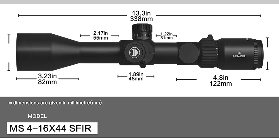 The Discovery MS 4-16x44 SFIR SFP MOA L is a great all-rounder with loads of features and extras, perfect for budget-sensitive shooters. Comes with a Sunshade, Lens Cleaning Cloth, Scope Coin, Turret Wheel and also Lens Covers!
