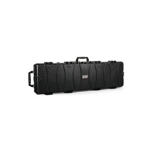 The Glary Tactical Rifle Case 52" Black is durable, lightweight, stackable, TSA approved, waterproof, shakeproof and suitable for all weather! Featuring both Egg Shell and Pick and Pluck foam, 7 snap latches, 4 durable hinges, 2 lock points, roller wheels, 2 comfortable handles, as well as a rubber seal and air valve.