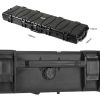The Glary Tactical Rifle Case 52" Black is durable, lightweight, stackable, TSA approved, waterproof, shakeproof and suitable for all weather! Featuring both Egg Shell and Pick and Pluck foam, 7 snap latches, 4 durable hinges, 2 lock points, roller wheels, 2 comfortable handles, as well as a rubber seal and air valve.