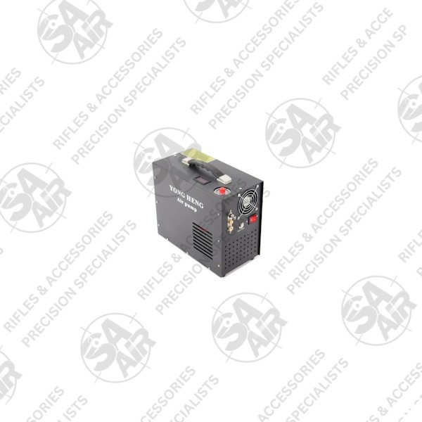 The Yong Heng 12V 220V 300BAR Auto-Stop Compressor for PCP airguns is light, portable and safe, filling to your chosen pressure up to 300 BAR. Take it anywhere for on-the-go filling, using a normal power outlet or connecting to your vehicle's battery.