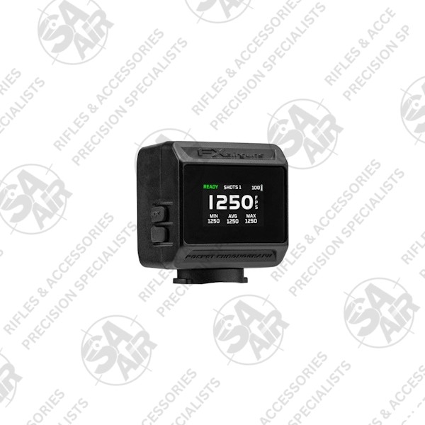 The ultra-compact, high-performance FX Pocket Chronograph D1 comes with the new quick-disconnect mount, designed for barrel or Picatinny rail mounting. Featuring a colour display, on-device configuration and Bluetooth connectivity with the FX Radar App. Still fits in your palm or pocket, but packed full of upgrades like a redesigned Doppler engine for improved sensitivity and broader angle tolerance.