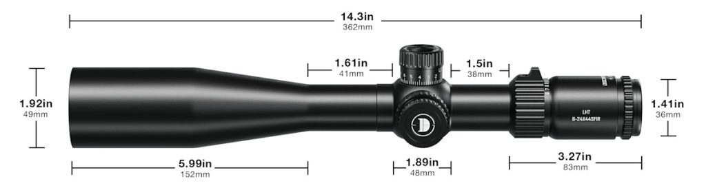 The Discovery LHT 6-24x44SFIR FFP MOA-L is one of the best budget scopes with FFP illuminated reticle, flip caps, a sunshade and scope coin.