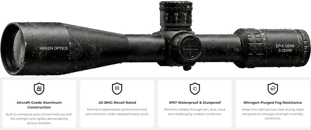 Building on the success of Arken's flagship EP series, the Arken EP-5 GENII 5-25x56 FFP IR delivers upgraded glass, refined mechanics and enhanced performance for precision-driven shooters at any distance.