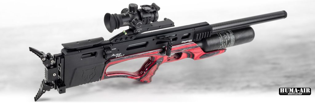 The Daystate Alpha Wolf HP 23" 5.5mm delivers up to 65ft.lbs of energy both accurately and consistently. Featuring a fully adjustable trigger, on-board chronograph, touch screen programming and high adjustability, to name but a few. Control every aspect of your shooting, all in a beautiful red laminate skeleton stock made by Minelli in Italy.