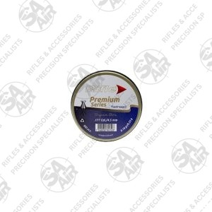 Rifle Premium Flathead 4.5mm 8.18gr 500PCS is a great budget 10m pellet. Extremely stable and uniform, cutting precise holes in the target for scoring.